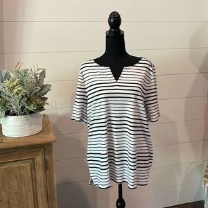 Talbots Black and White Striped Tee